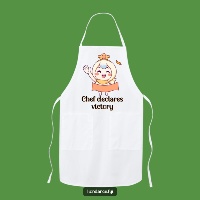 Funny Waving Banner Character Smiles Apron - Cheerful Kitchen Style!
