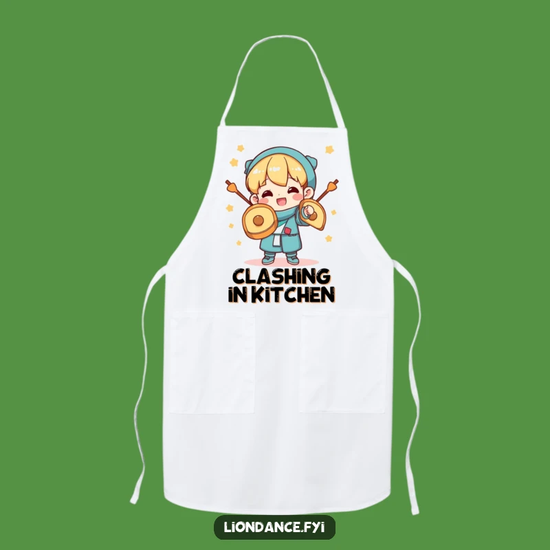 Funny Cymbal Clashing Character Apron: Cook With A Bang!