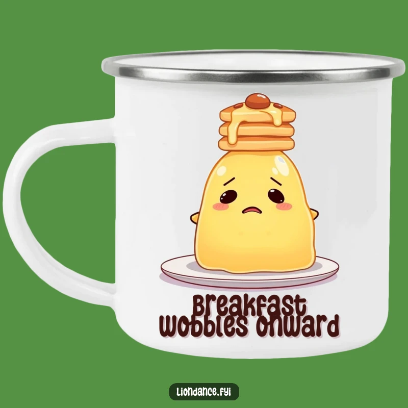 Funny Jelly Pancake Camping Mug: Bewildered Blob Adventure, Perfect Funny Gift!