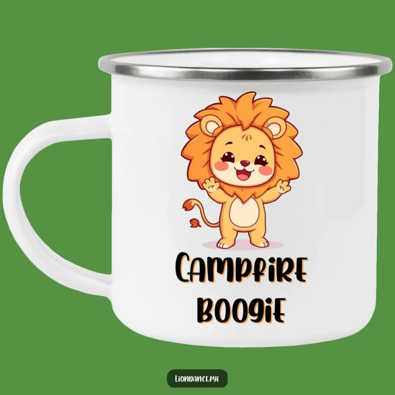 Funny Dancing Lion Camping Mug: Silly Dance, Outdoor Fun and Humor