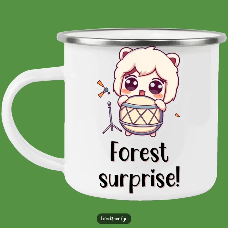 Funny Surprised Drum Reaction Camping Mug - Outdoor Humorous Gift for Startled Campers