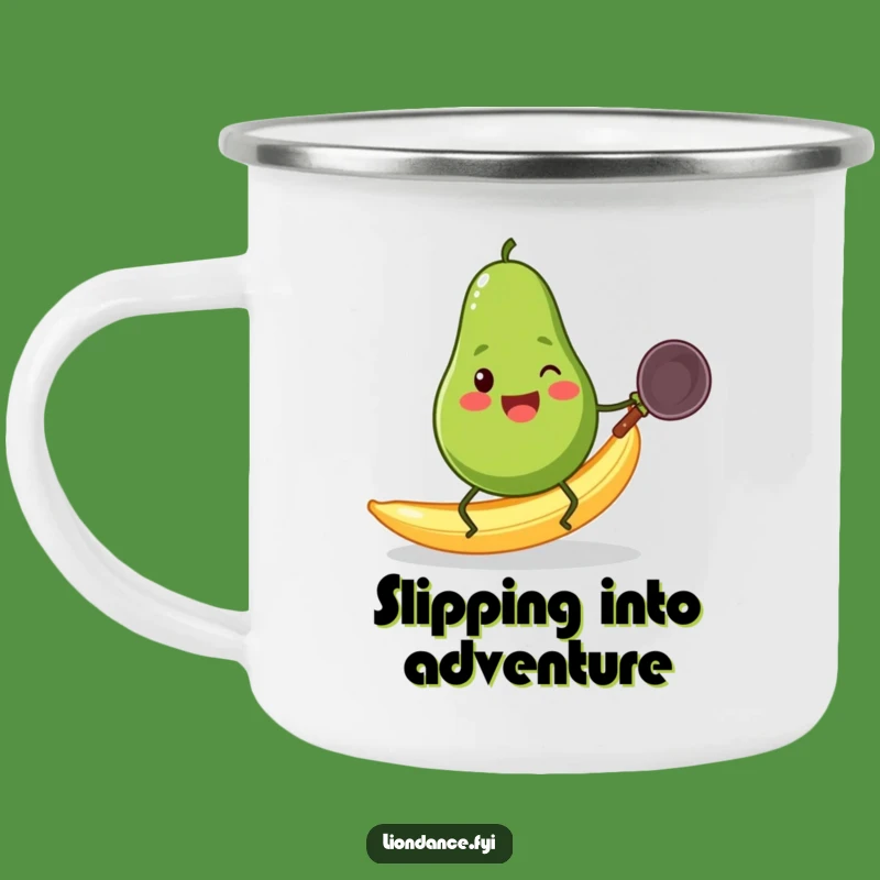 Funny Avocado Slip Camping Mug: Wok Action Camp Gift