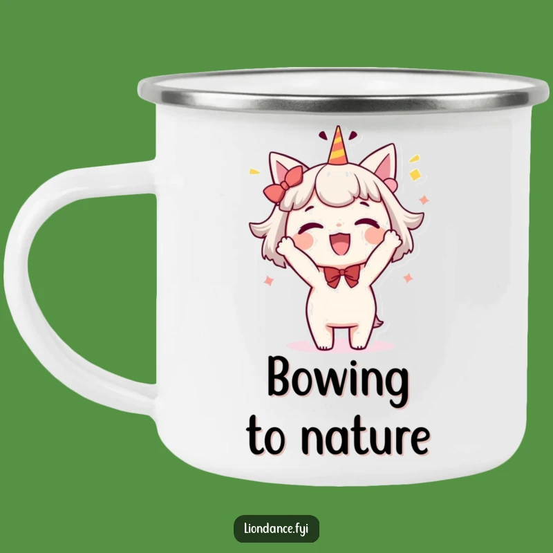 Funny Bowing Character Camping Mug: Delightful Sips for Celebratory Adventures!