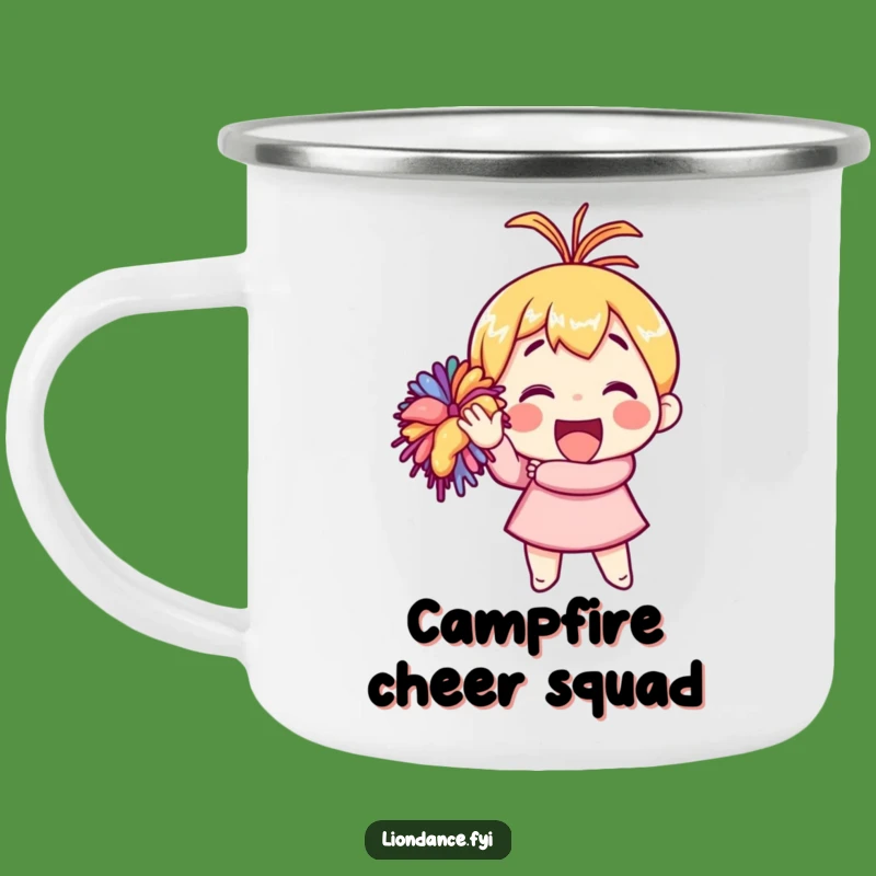 Funny Pom-Pom Camper Mug: Cheerful Campfire Cup, Enthusiastic Outdoor Funny Gift