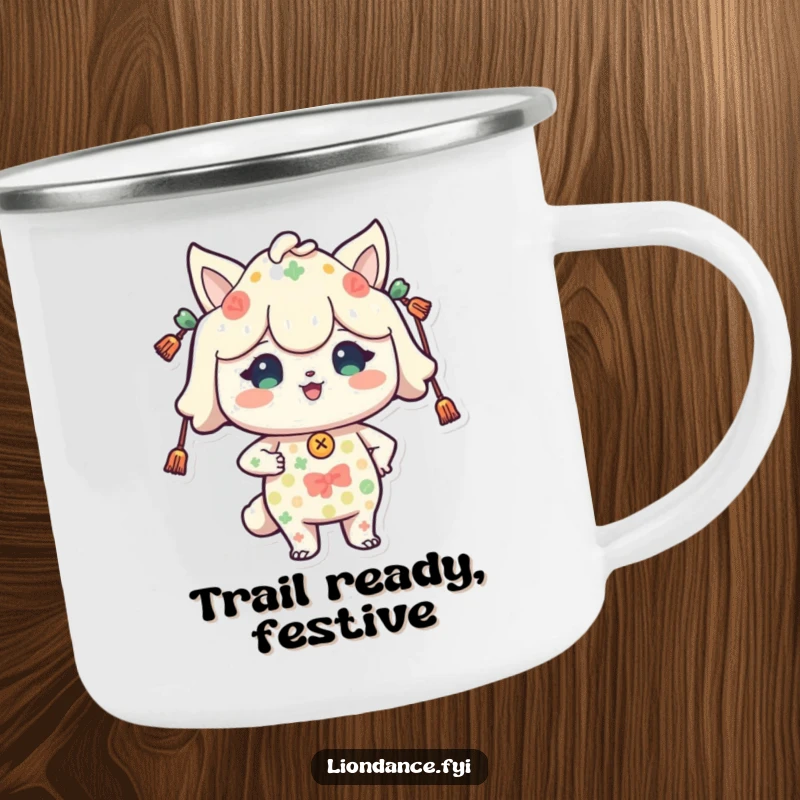 Funny camping mug with a proud character in festive patterns, ready for outdoor adventures. Great funny gift.