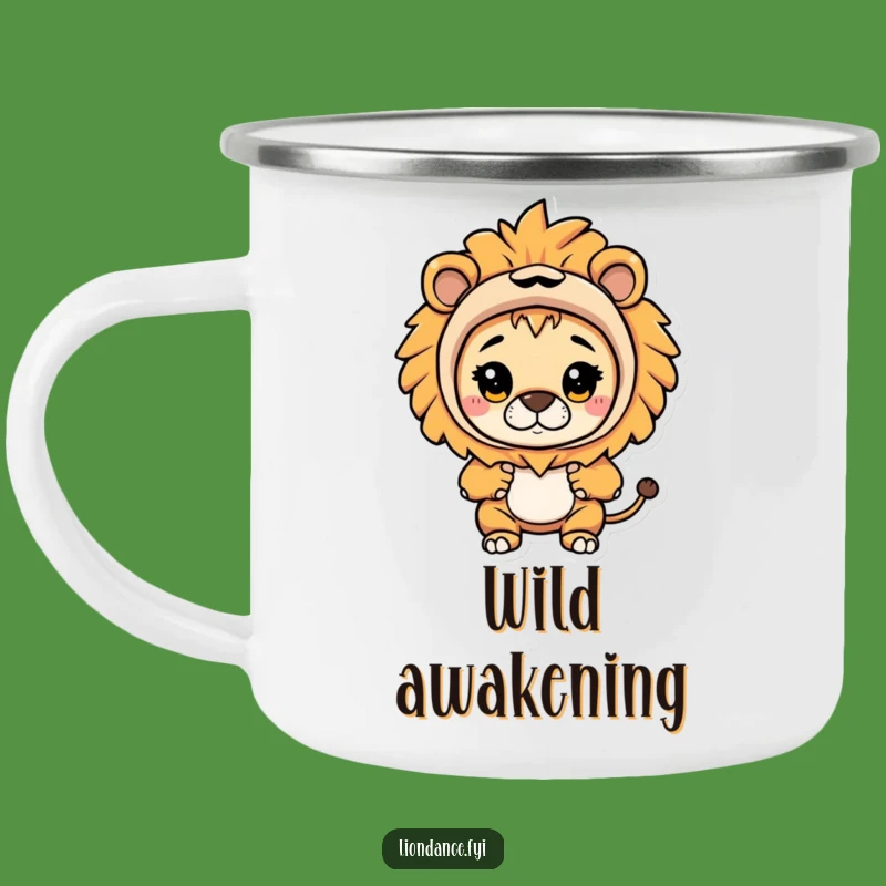 Funny Lion Costume Camping Mug: Explore with Curious Humor Gift