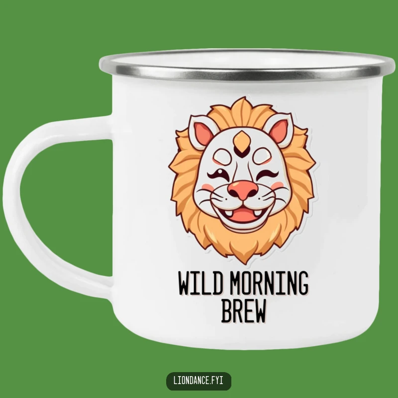 Durable Funny Lion Mask Camping Mug - Winking Character, Outdoor Gift