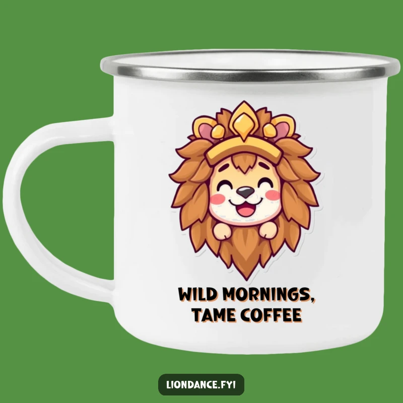 Funny Lion Headdress Grin Camping Mug - Happy Character Peek Camp Gift