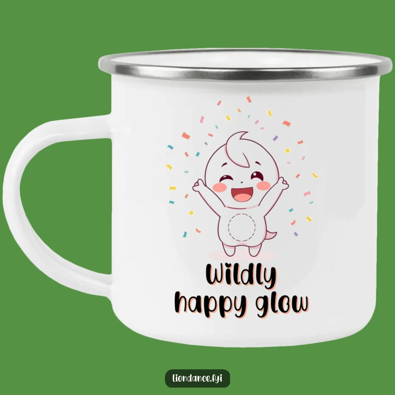 Funny Confetti Camping Mug: Happy Character, Durable Funny Outdoor Gift