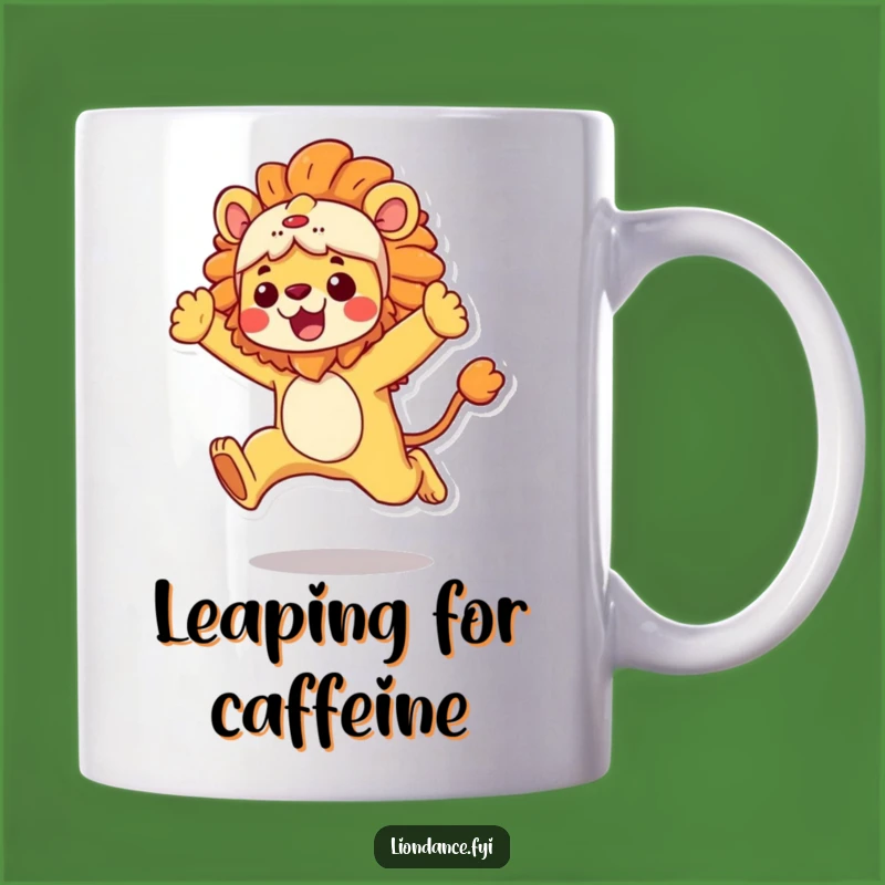 Funny Lion Costume Mug: Energetic Leap Action, Perfect Gift for Fun Lovers!