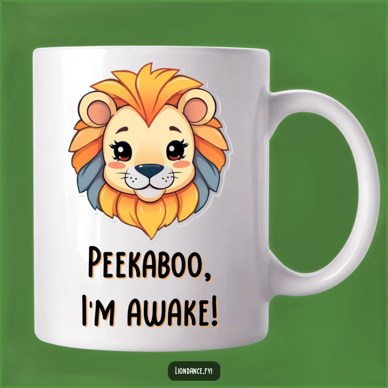 Funny Lion Head Mug: Playful Character Peeking, Perfect Funny Gift!