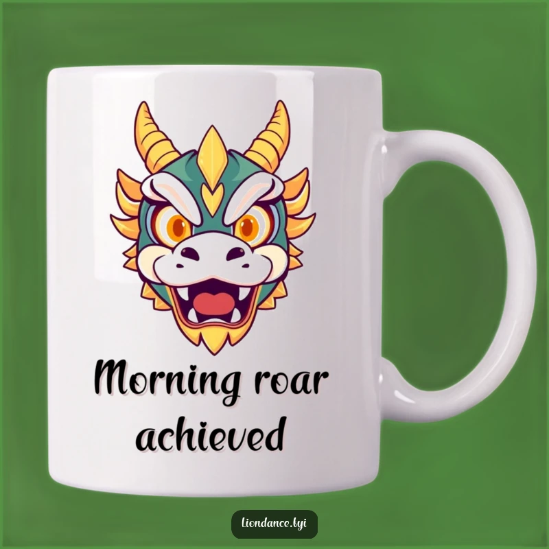 Funny Dragon Mask Mug: Glowing Eyes Roar, Your Fierce and Humorous Morning Cup