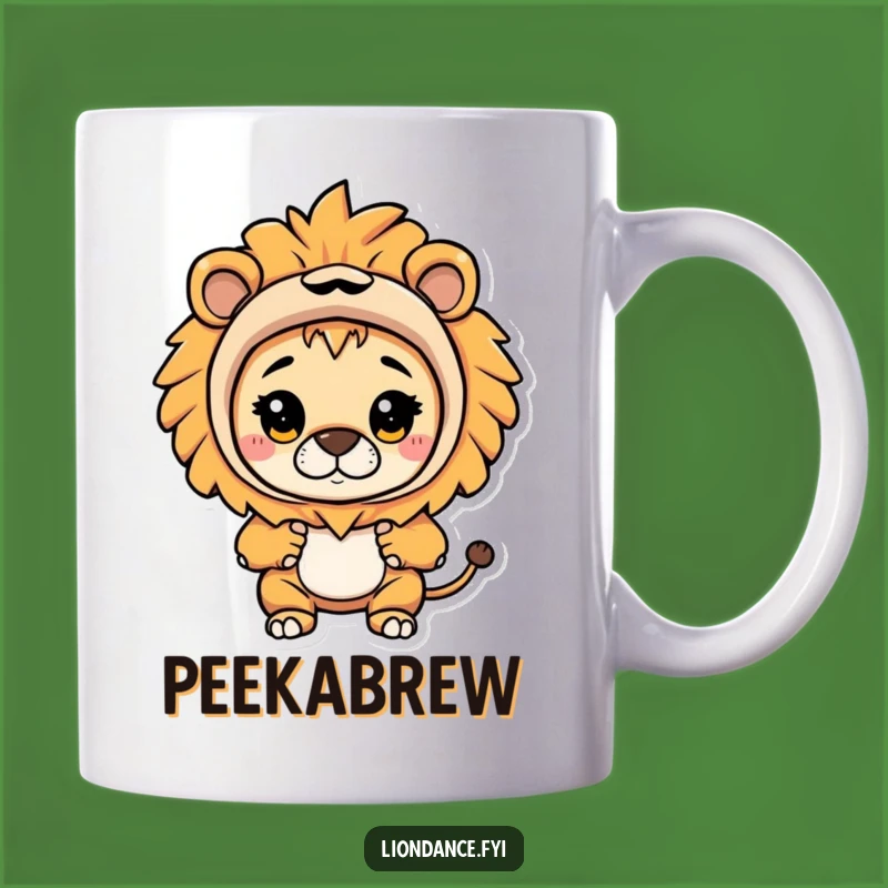 Funny Lion Costume Mug: Curious Peek for a Hilarious Gift
