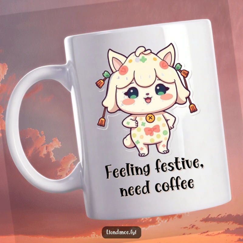 Funny mug featuring a proud character in festive patterns, standing tall with a joyous holiday spirit. Ideal funny gift.