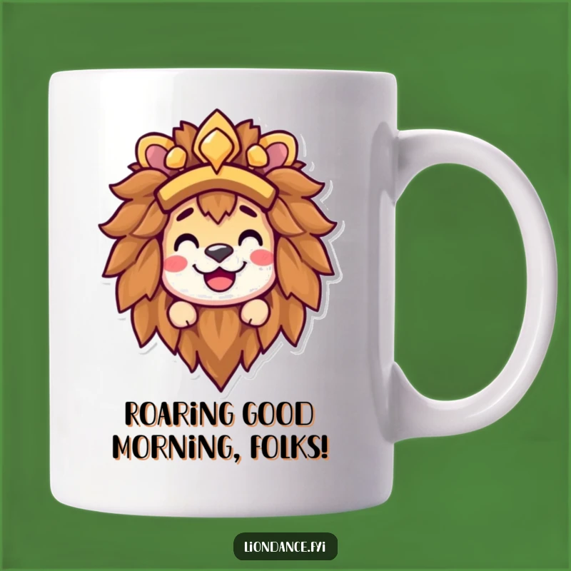 Funny Lion Headdress Grin Mug - Happy Character Peek Funny Gift