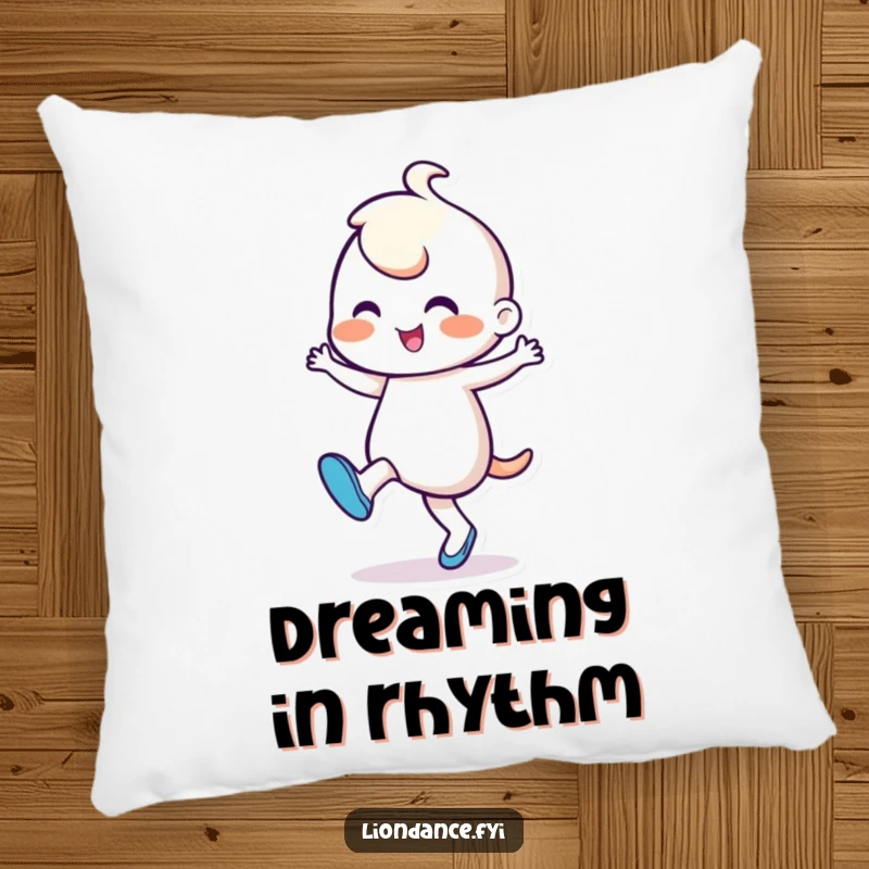 Funny Pillow: Cheerful character joyfully tapping its foot in a rhythmic dance, bringing cozy comfort and playful energy to your space.