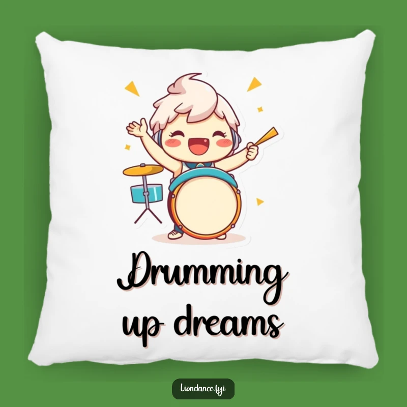 Funny Drummer Character Pillow - Jubilant Beat Enthusiastic Comfort Gift