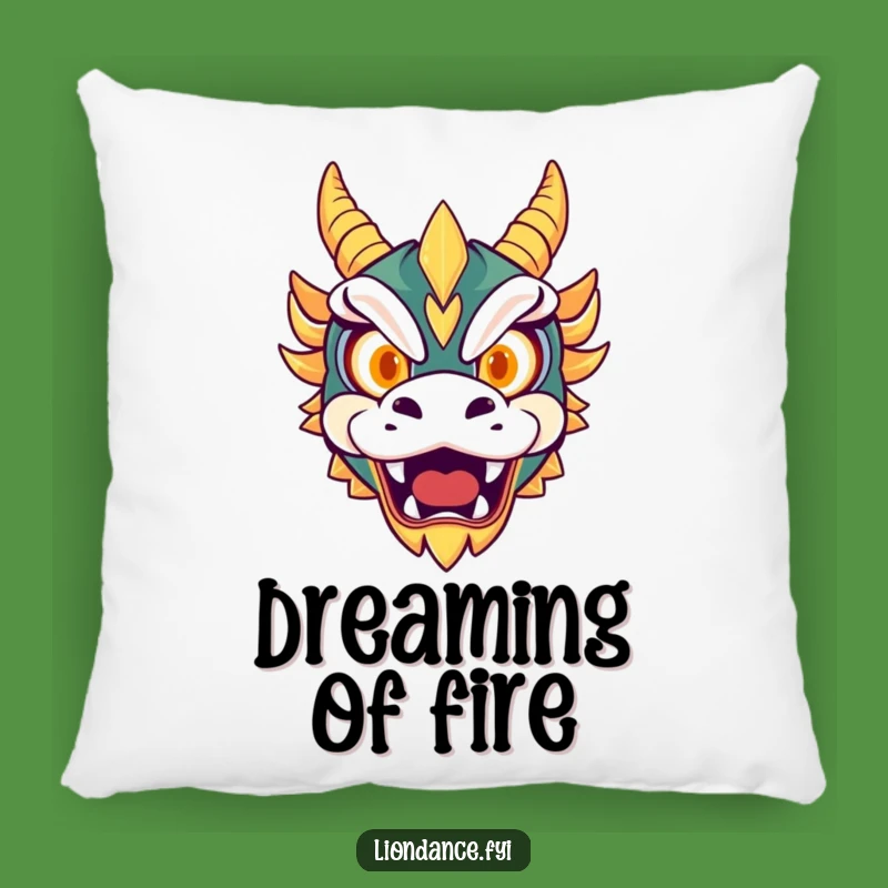 Funny Pillow: Dragon Mask Roaring Eyes, Cozy Comfort with Fierce Humor