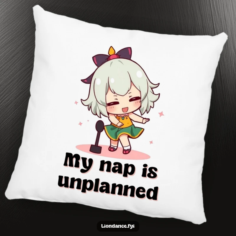 Funny pillow showing a dancer comically tripping over a dance prop, a humorous and soft accent for any couch.