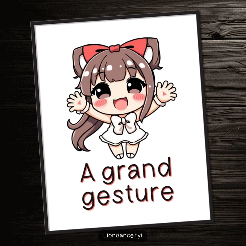 Funny Digital Art Print of a character performing a joyful and exaggerated bow, radiating happiness.