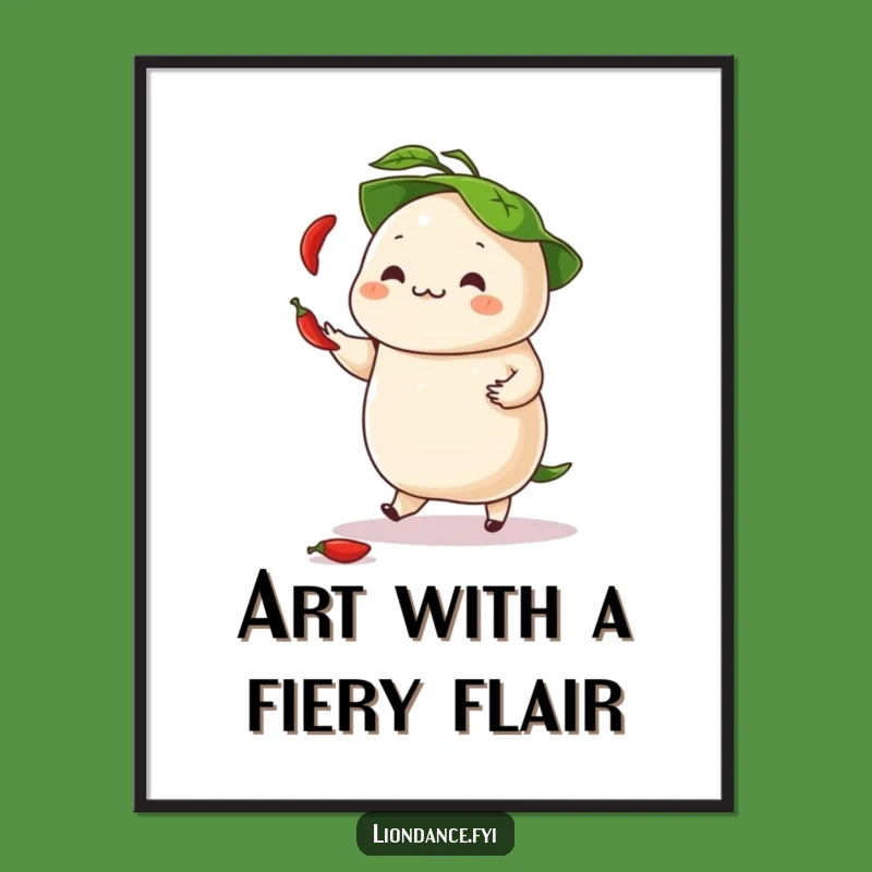 Funny Dumpling Digital Art - Spicy Character Print for Instant Energy