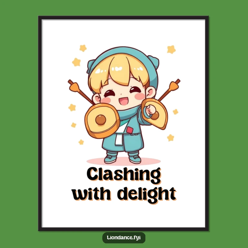 Funny Cymbal Clashing Character Digital Art Print: Instant Joyful Decor!