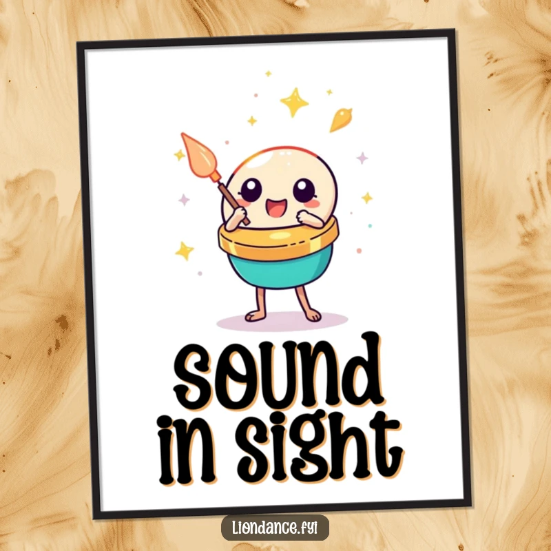 Funny cymbal clash digital art print of a cute percussion prop in a festive, gleeful clash, adding humor to decor.