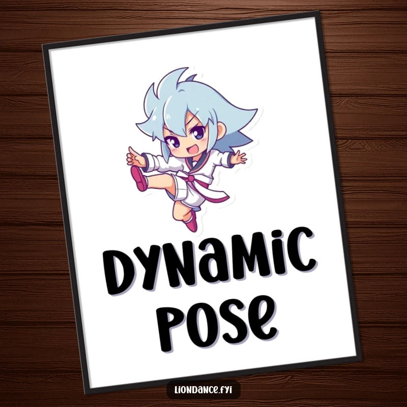 Funny digital art print of a character performing a powerful kick, embodying energy, action, and a playful spirit.