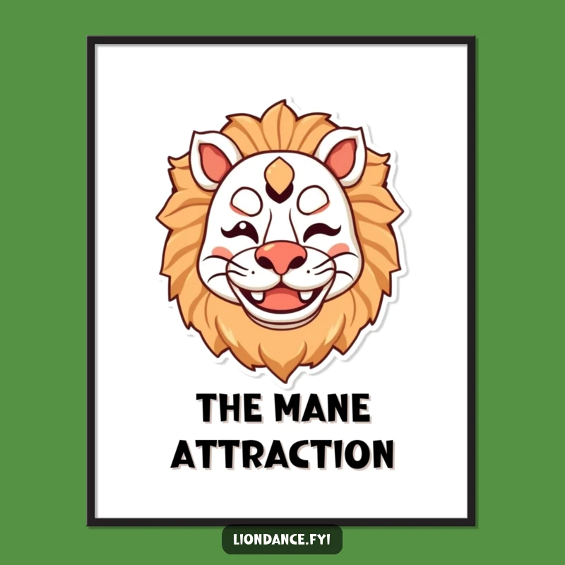 Funny Lion Mask Digital Art - Happy Winking Character, Instant Gift
