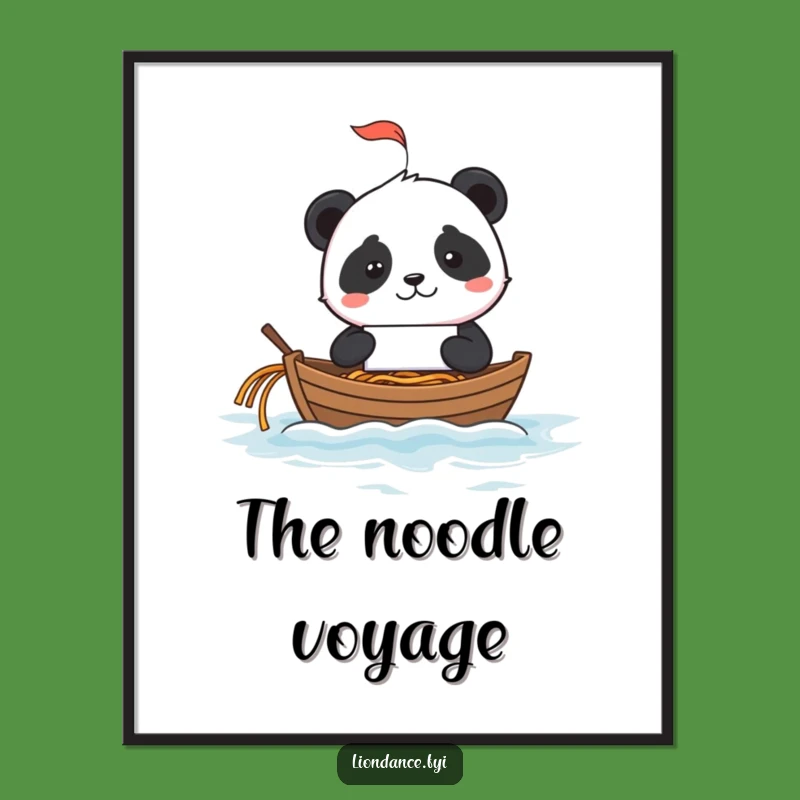 Funny Panda Fortune Cookie Digital Print: Noodle Ocean Wall Art Gift