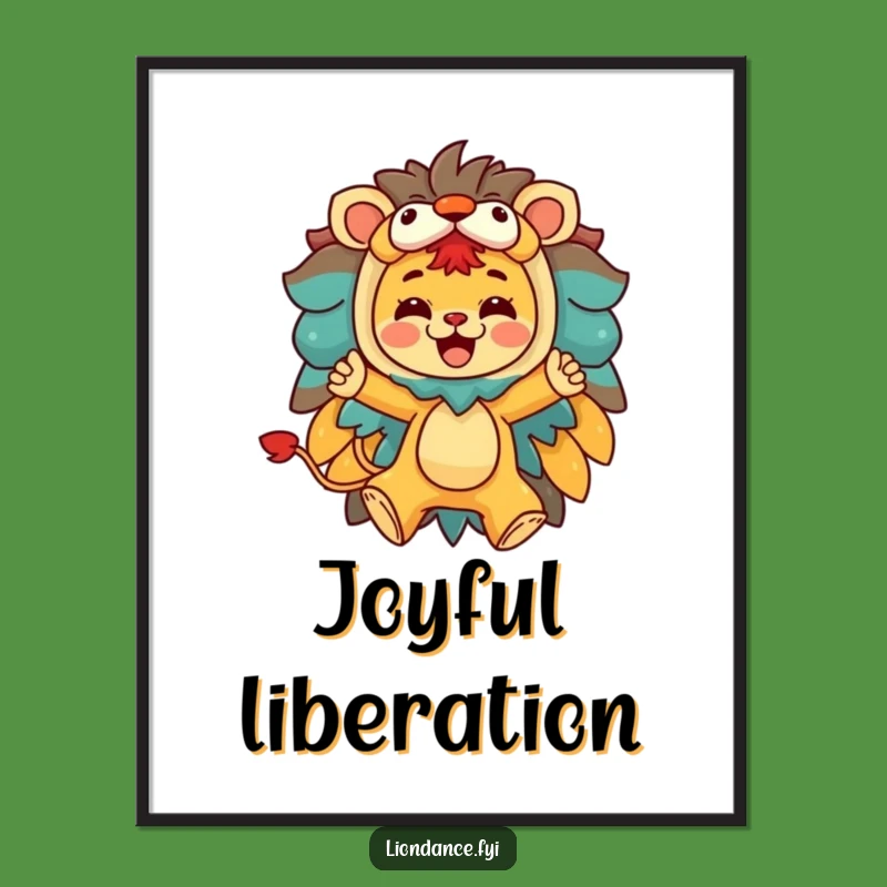 Funny Lion Costume Leap Digital Print: Character Art, Instant Joyful Decor