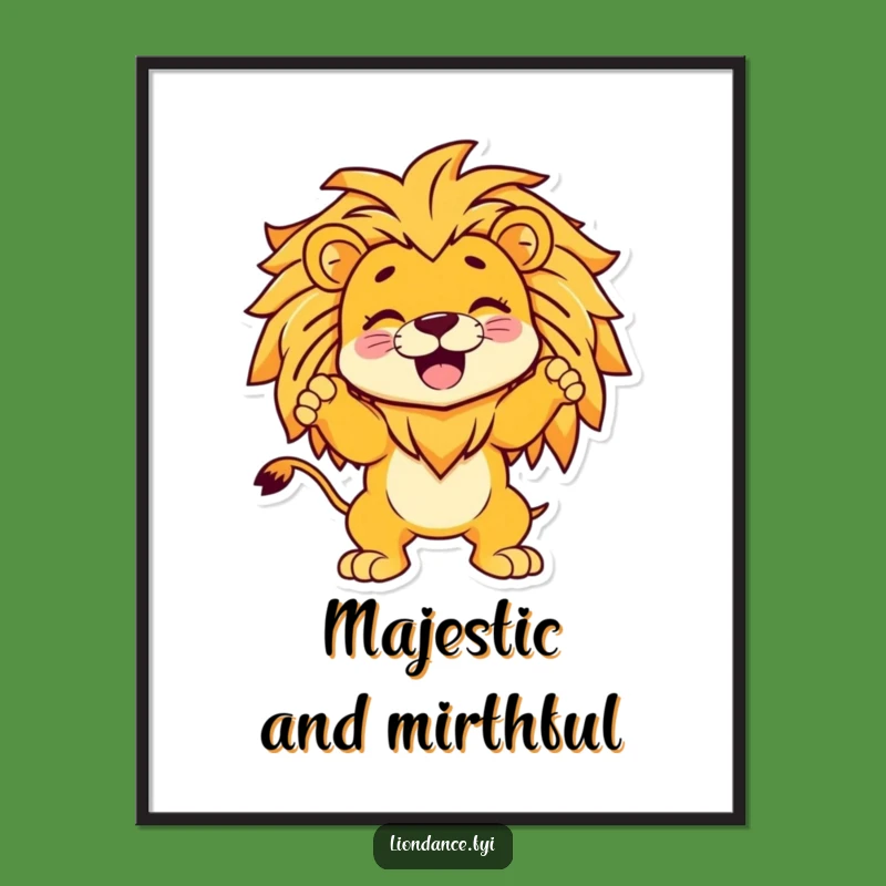 Funny Giggling Character Lion Digital Art - Instant Humorous Decor Gift
