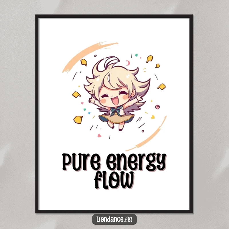 Funny digital art print of a character spinning with playful strokes, creating vibrant and energetic decor. Excellent funny gift.