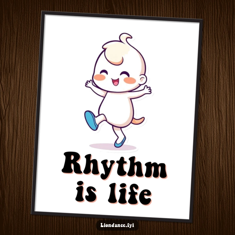 Funny Digital Art Print: Cheerful character captured mid-rhythmic dance, tapping its foot with contagious energy and joyful expression.