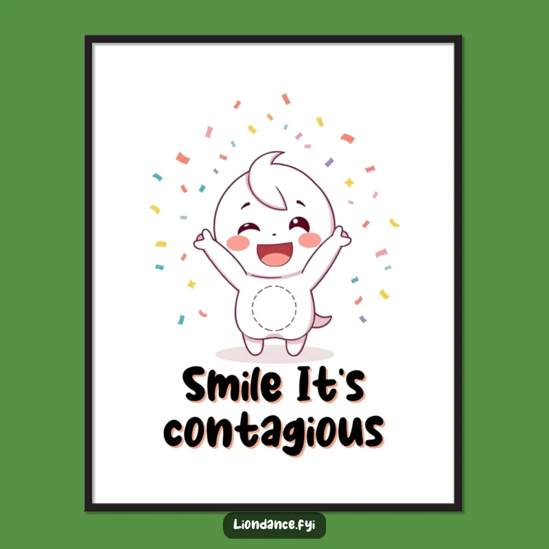 Funny Confetti Digital Art: Happy Character Spreading Joyful Fun