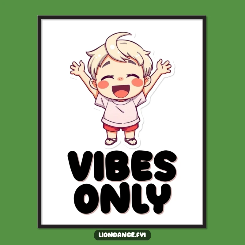 Funny Child Cheering Digital Print: Instant Joyful Enthusiasm for Your Space