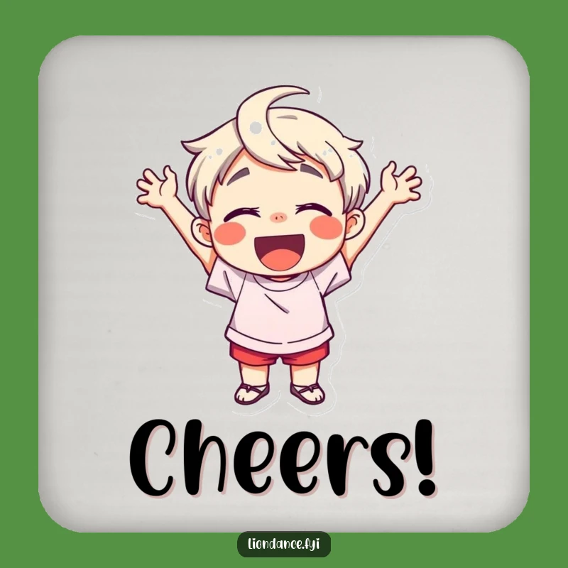 Funny Child Cheering Coaster: Protect Surfaces with Enthusiastic Style