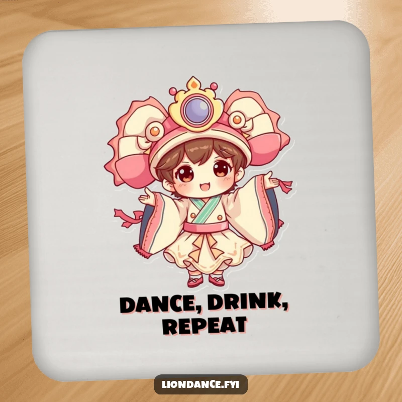 Funny dancer character coaster showing a cheerful figure performing elaborate costume movements with graceful and captivating flair.
