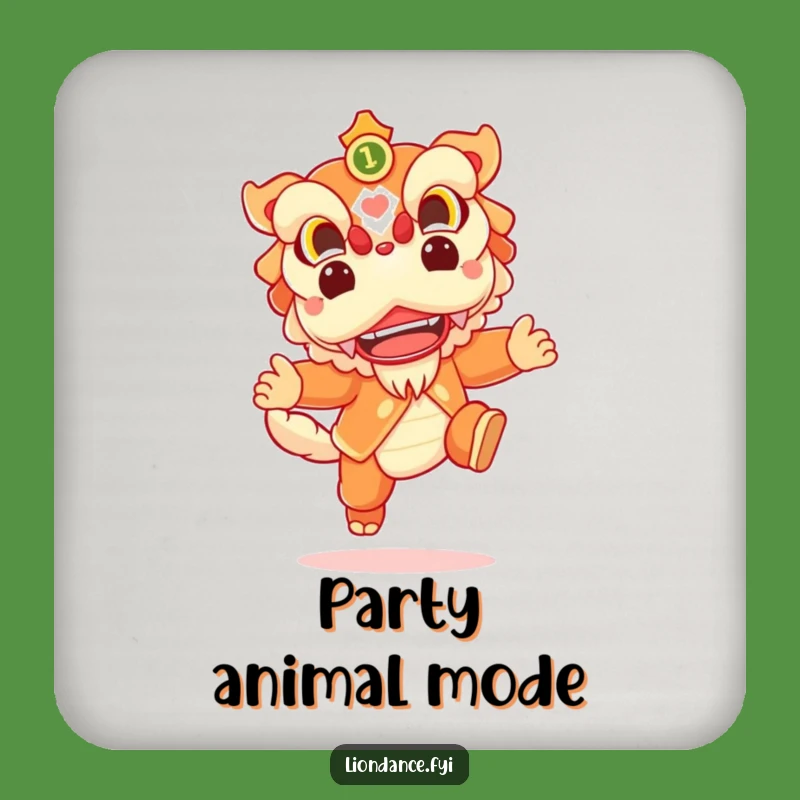 Funny Lion Dance Coaster: Cheerful Leaping Character, Protects Surfaces Funny Gift!