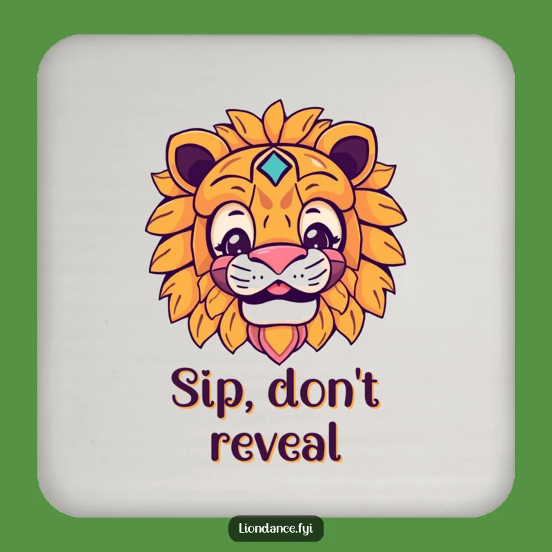 Funny Lion Mask Coaster: Protect Surfaces with Playful Mystery, A Humorous Gift