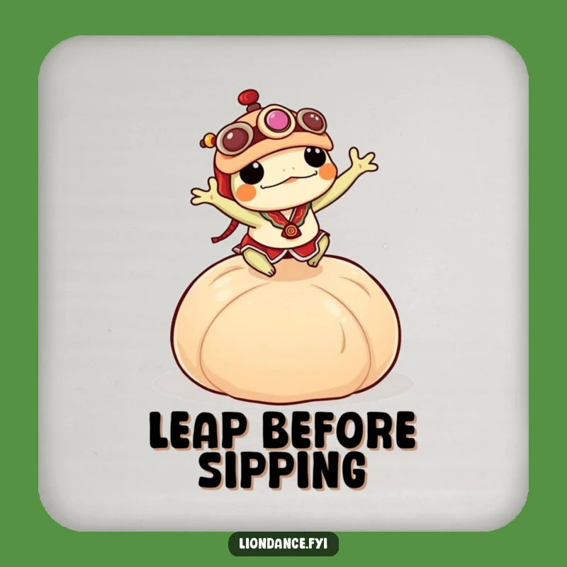 Funny Frog Dumpling Coaster: Lion Dance Protection for Drinks Gift