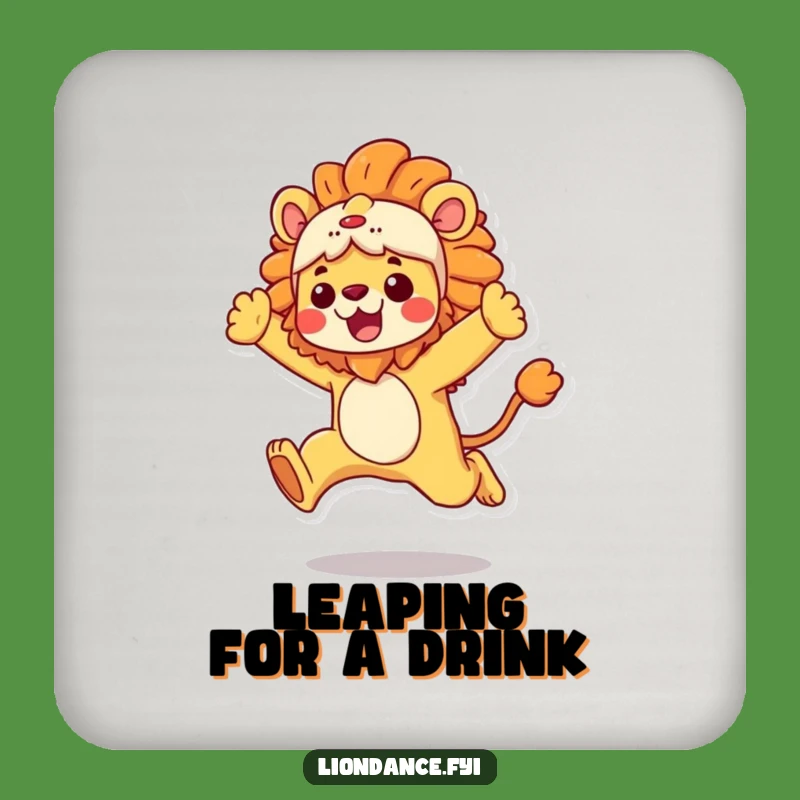 Funny Lion Costume Coasters: Action-Packed Leap Design, Cute Funny Gift Set!