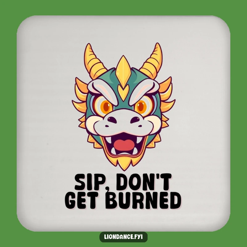 Funny Drink Coasters: Dragon Mask Roar, Protect Surfaces with Fierce Humor