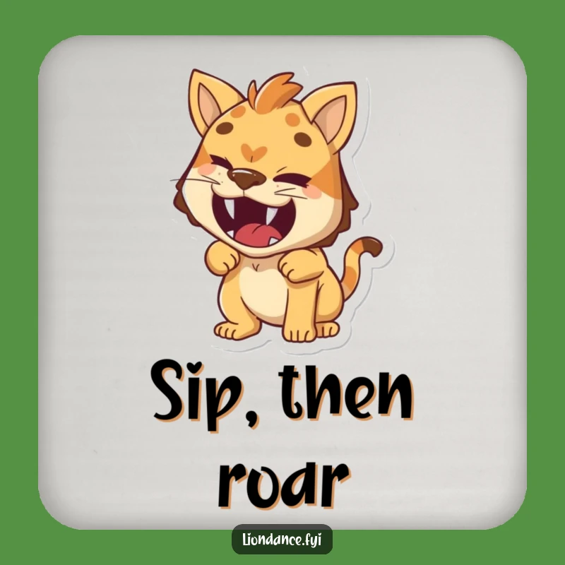 Funny Roaring Imposter Coaster: Cheeky Wink Protector, Playful Funny Gift