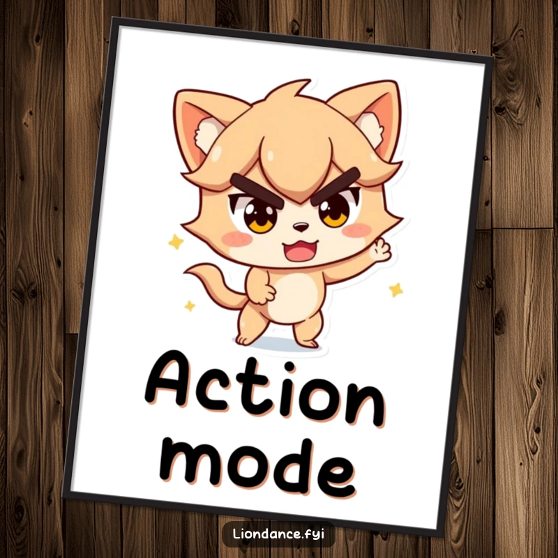 Funny poster featuring a character in mid-action with a determined yet playful expression, evoking energy. Ideal funny gift.