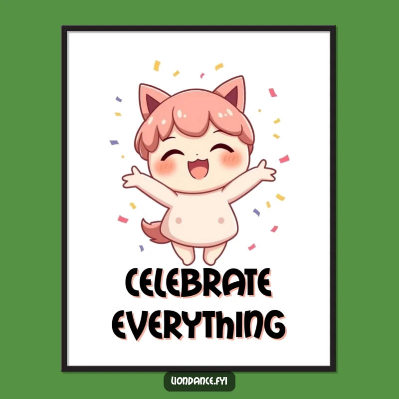 Funny Confetti Character Poster - Delighted Smile Party Wall Art Gift