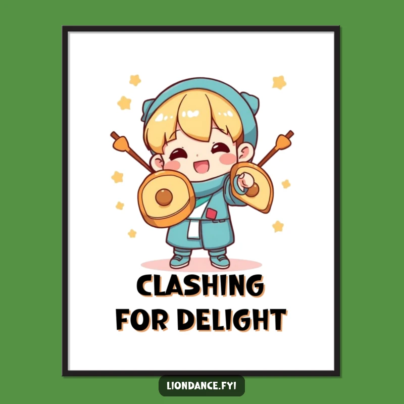 Funny Cymbal Clashing Character Poster: Decorate With Celebration!