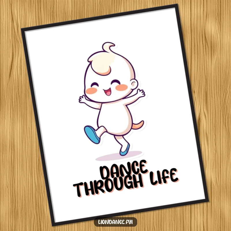 Funny Poster: Cheerful character in a dynamic, rhythmic foot-tapping dance pose, full of life and joyful, dancing energy on display.