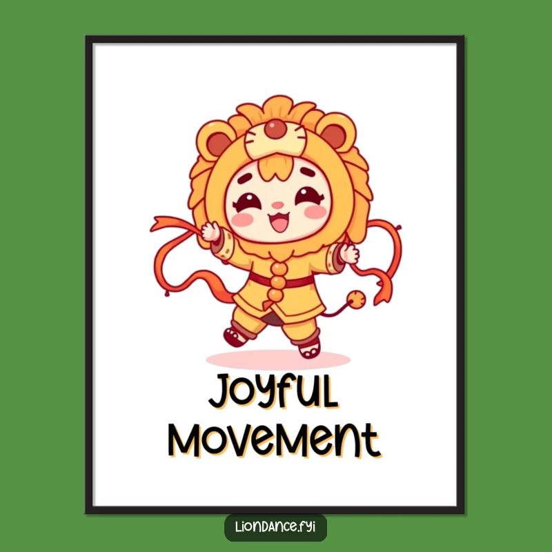 Funny Dancing Lion Poster: Joyful Wall Art, Perfect for Festive Spaces