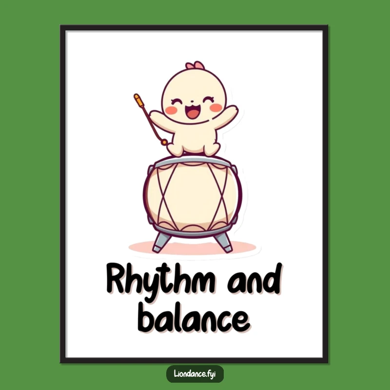 Funny Drum Character Poster: Rhythmic Art for a Playful Space!